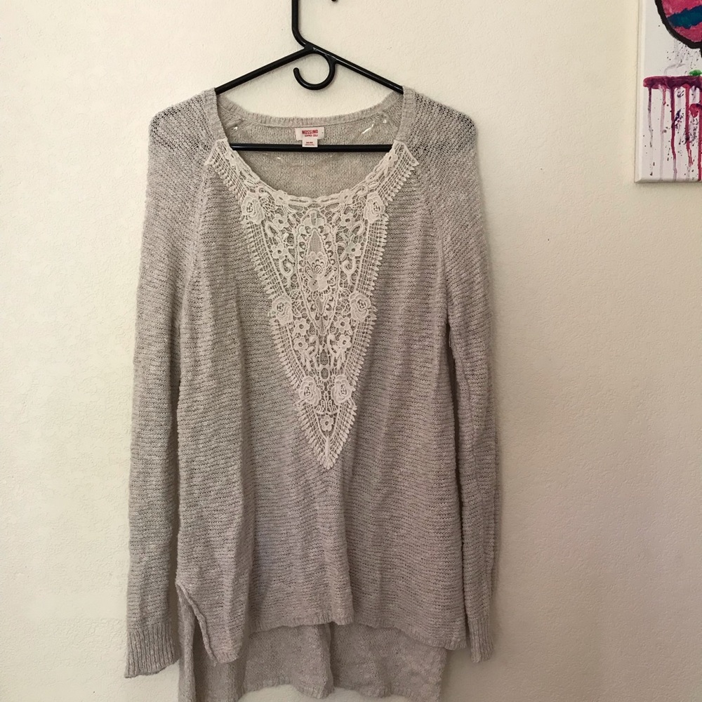 Mossimo Long Sleeve Cream Lace Sweater Size M